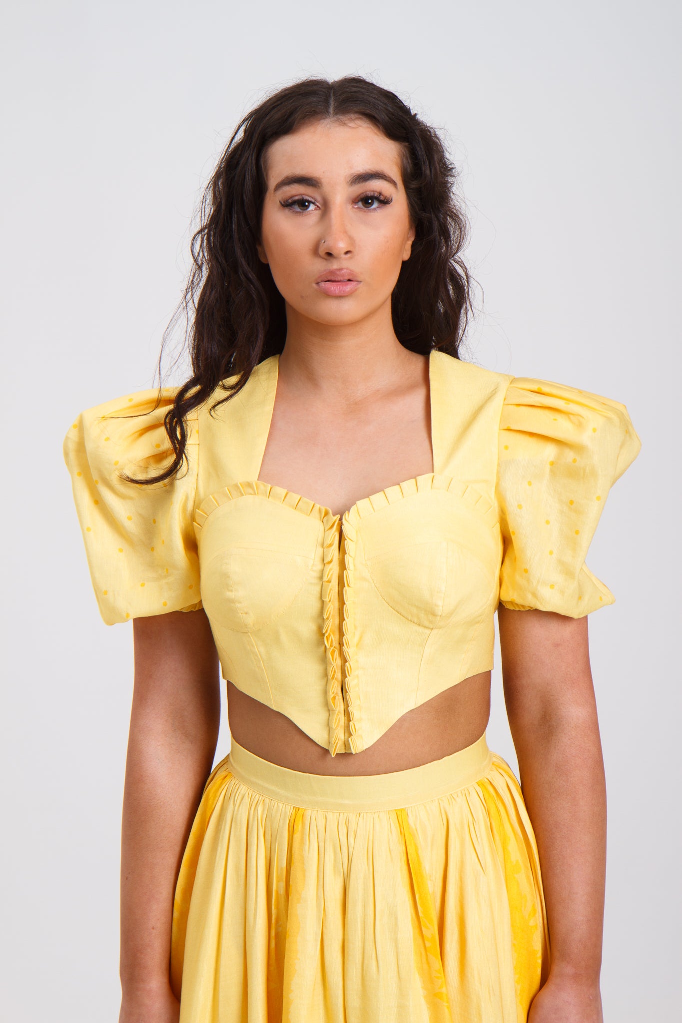 Yellow puff best sale sleeve crop top